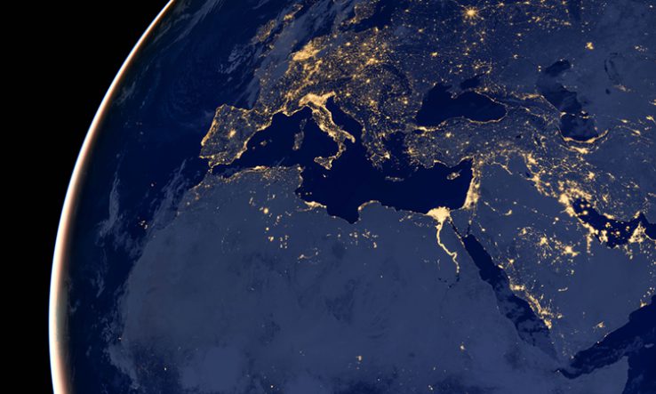 europe from space at night